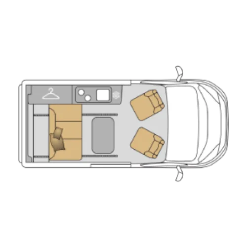 Grundriss Mooveo CV-3 Mooveo CV-3 – Campingbus / Campervan Élysée Line, Layout camp